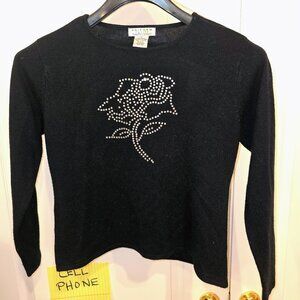 Uniform John Paul Richard Black Sweater Embellished Rhinestone Large
